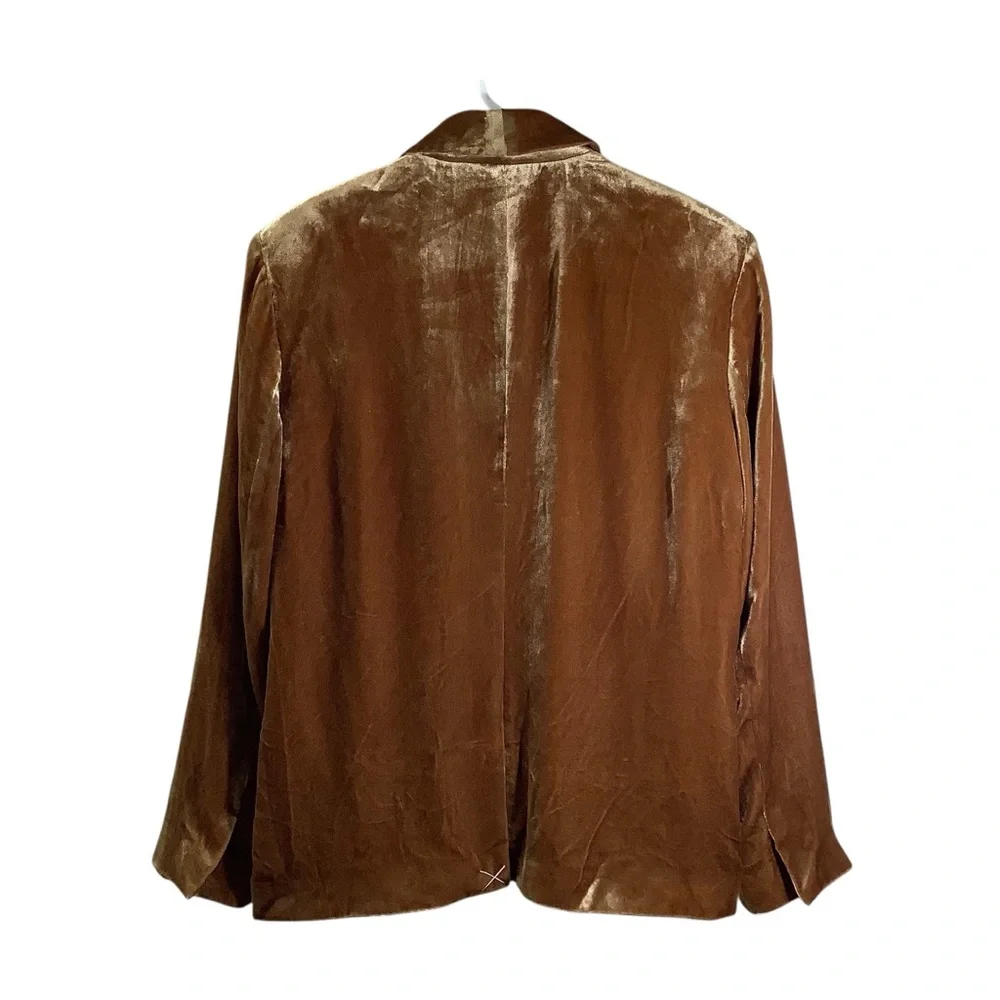 Garnet Hill Luxurious Tan Velvet Blazer Jacket Lined - Picture 6 of 8